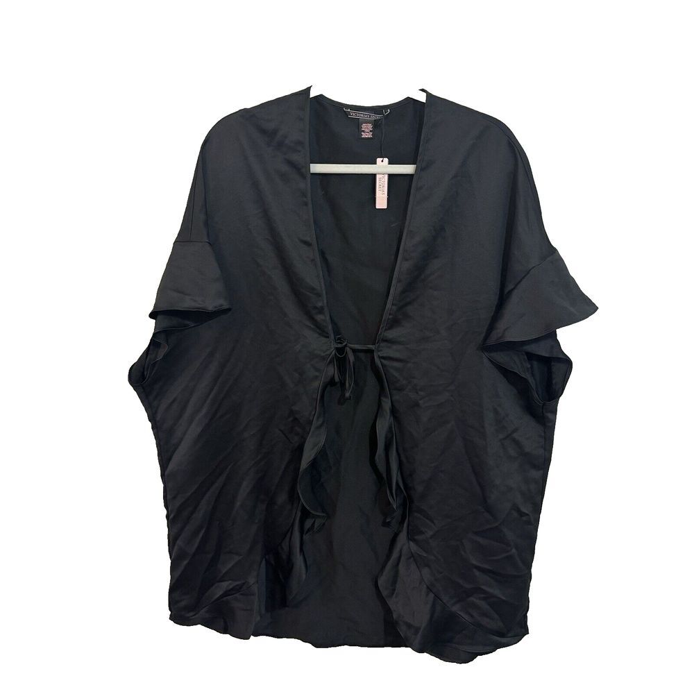 NEW!  ONE SIZE ‎ VICTORIA'S SECRET LOVE KIMONO BLACK ROBE LINGERIE WRAP